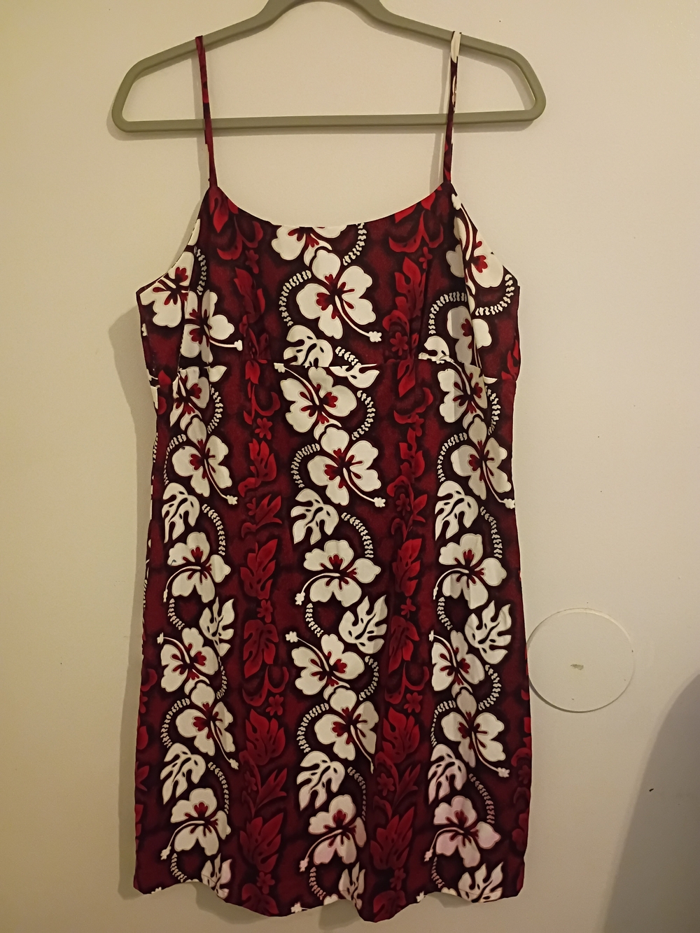 VTG KYS Women's Hawaiian Mini Dress in Red and White Floral Sz L